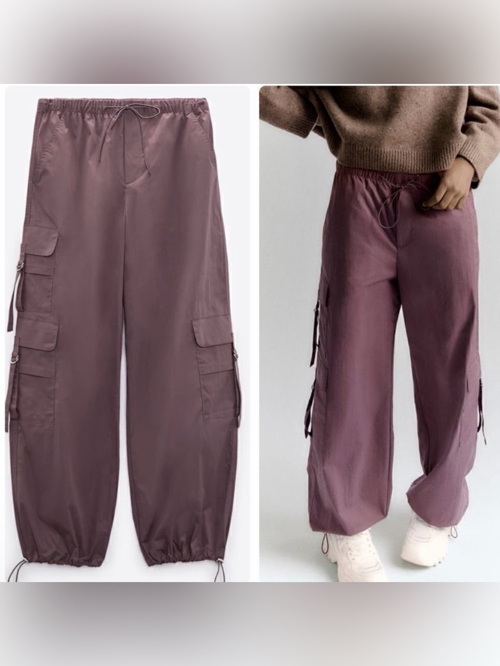 Zara Cargo Parachute Pants